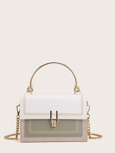 Color Block Satchel Bag | SHEIN
