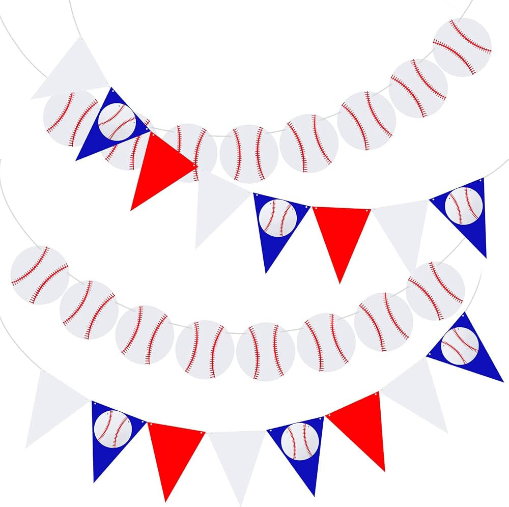 Zonon 4 Pieces Baseball Banner Party Decorations Baseball Paper Garland for Sports Theme Birthday... | Amazon (US)
