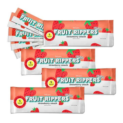 Little Spoon Strawberry Smash Fruit Ripper, With Strawberry + Apple, Real Fruit Snack for Kids, No Artificial Flavors or Dyes, Less Added Sugar, Non-GMO, 5 Packs per Pouch, Sold as 20 Packs | Amazon (US)
