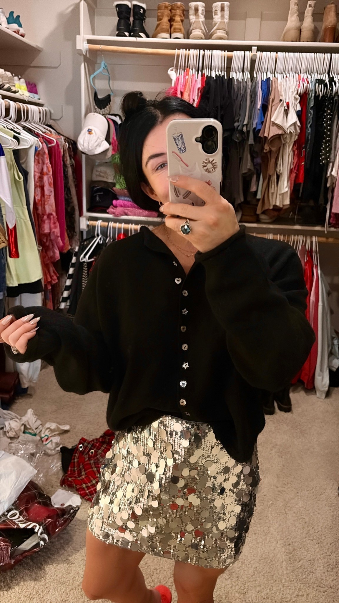 perfect holiday party outfit!
skort is SO comfy!
silver is sold out right now, but black & chestnut still available!

XS petite in skort

Sequin skirt, mini skirt, skirt, sequin skort, Christmas party, holiday party, cardigan, black cardigan, date night 

#LTKFindsUnder100 #LTKSeasonal #LTKHoliday