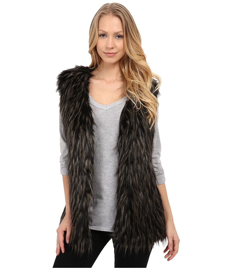 Via Spiga - Tipped Faux Fur Vest (Black) Women's Vest | 6pm