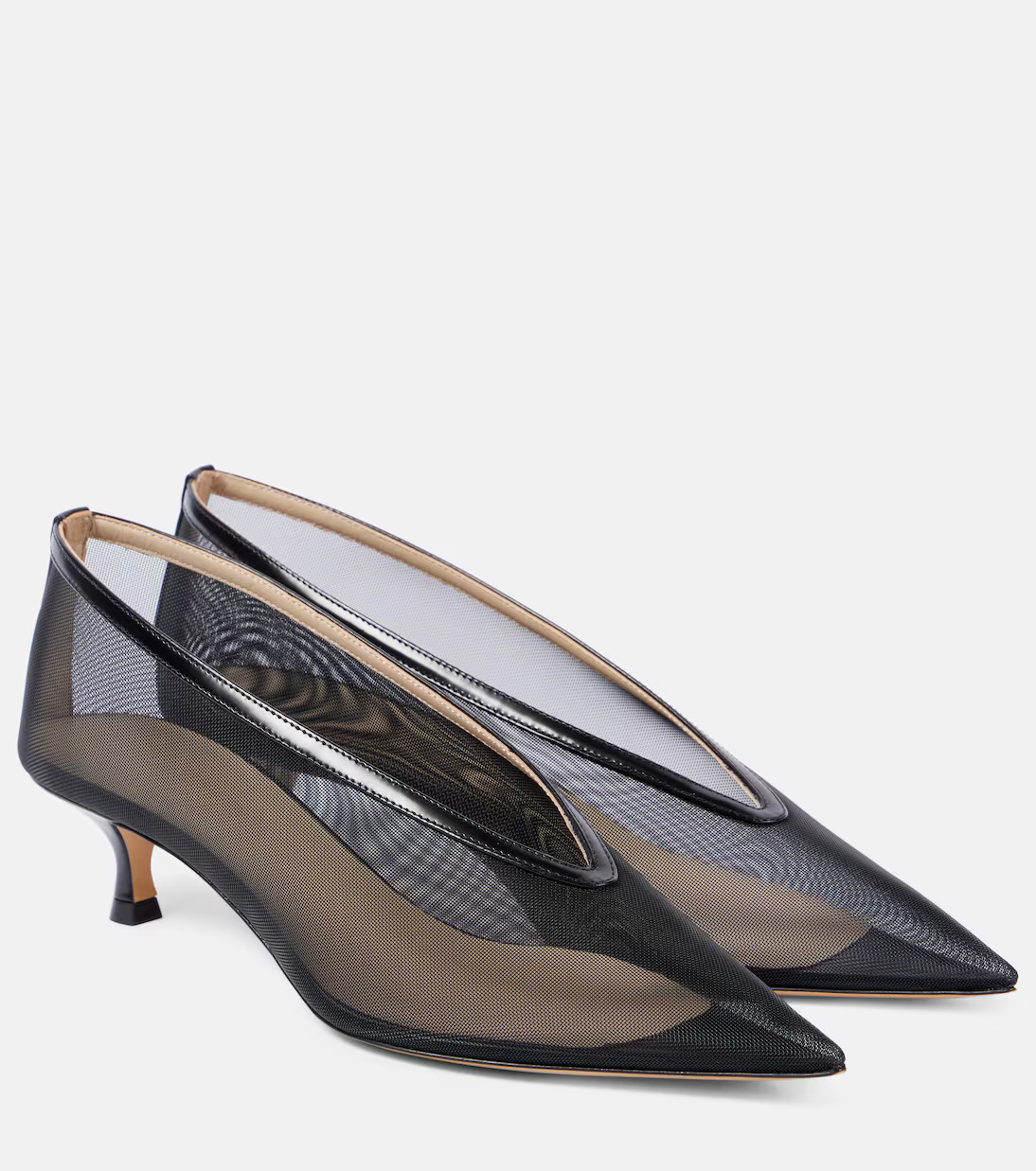 Babouche leather-trimmed mesh pumps | Mytheresa (UK)