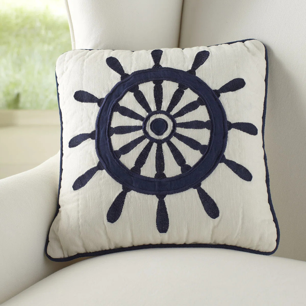 Nantucket Dream Ship'S Wheel Quilt 100% Cotton Throw Pillow | Wayfair North America