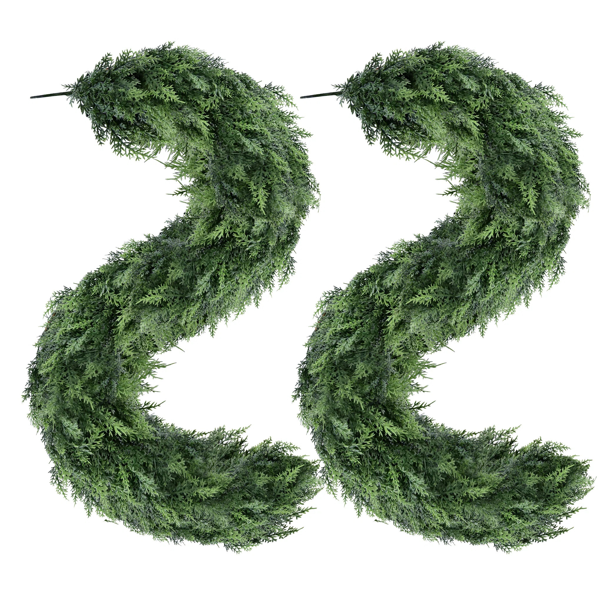 6ft 2 Packs Christmas Garland Norfolk Cypress Garland Real Touch Faux Greenery Cedar Garlands For... | Wayfair North America