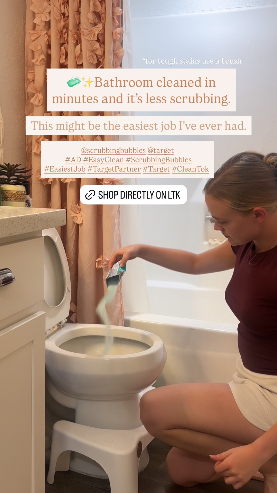 @scrubbingbubbles @target
 #AD #EasyClean #ScrubbingBubbles #EasiestJob #TargetPartner #Target #CleanTok  🧼✨Bathroom cleaned in minutes and it’s less scrubbing. *for tough stains use a brush. This might be the easiest job I’ve ever had. 