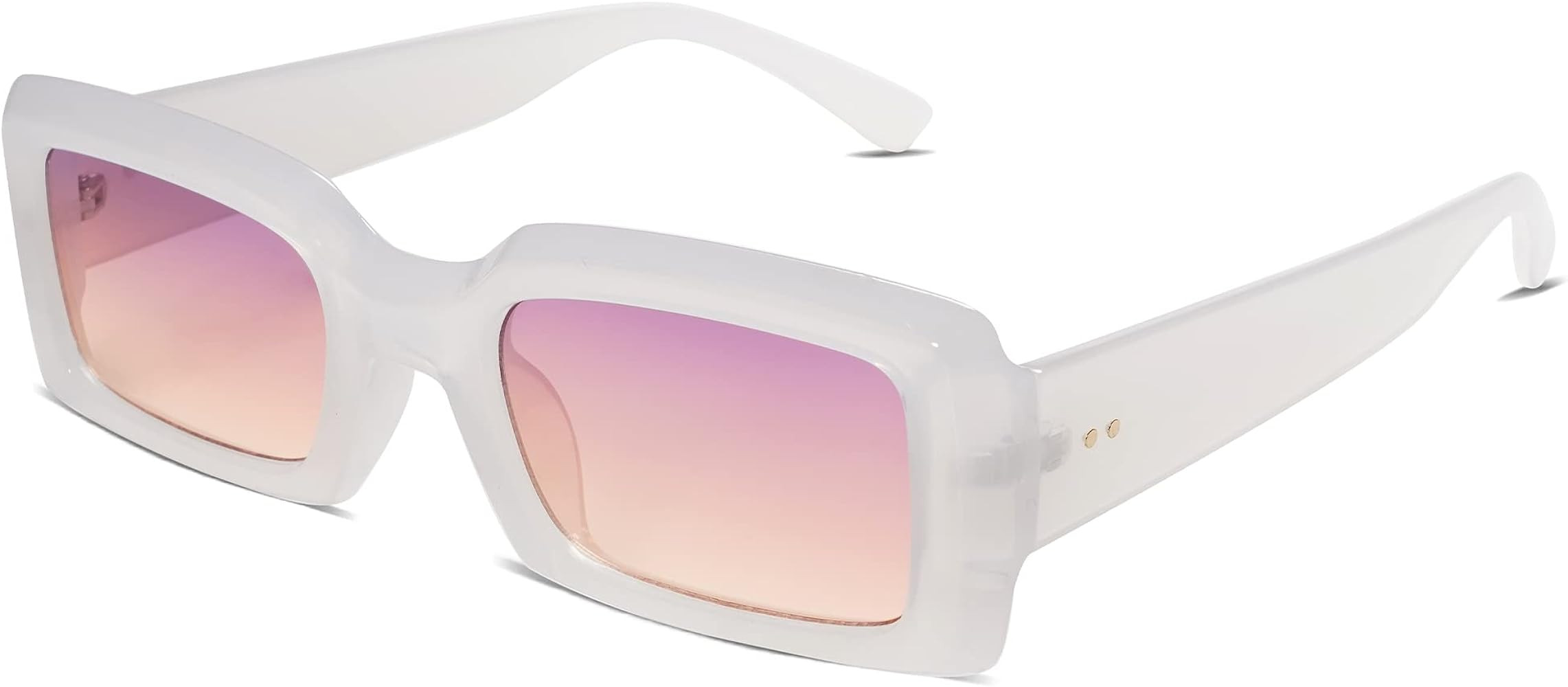 Allarallvr Trendy Rectangle Sunglasses for Women Men Vintage 90's Square Shades Thick Frame Nude ... | Amazon (US)