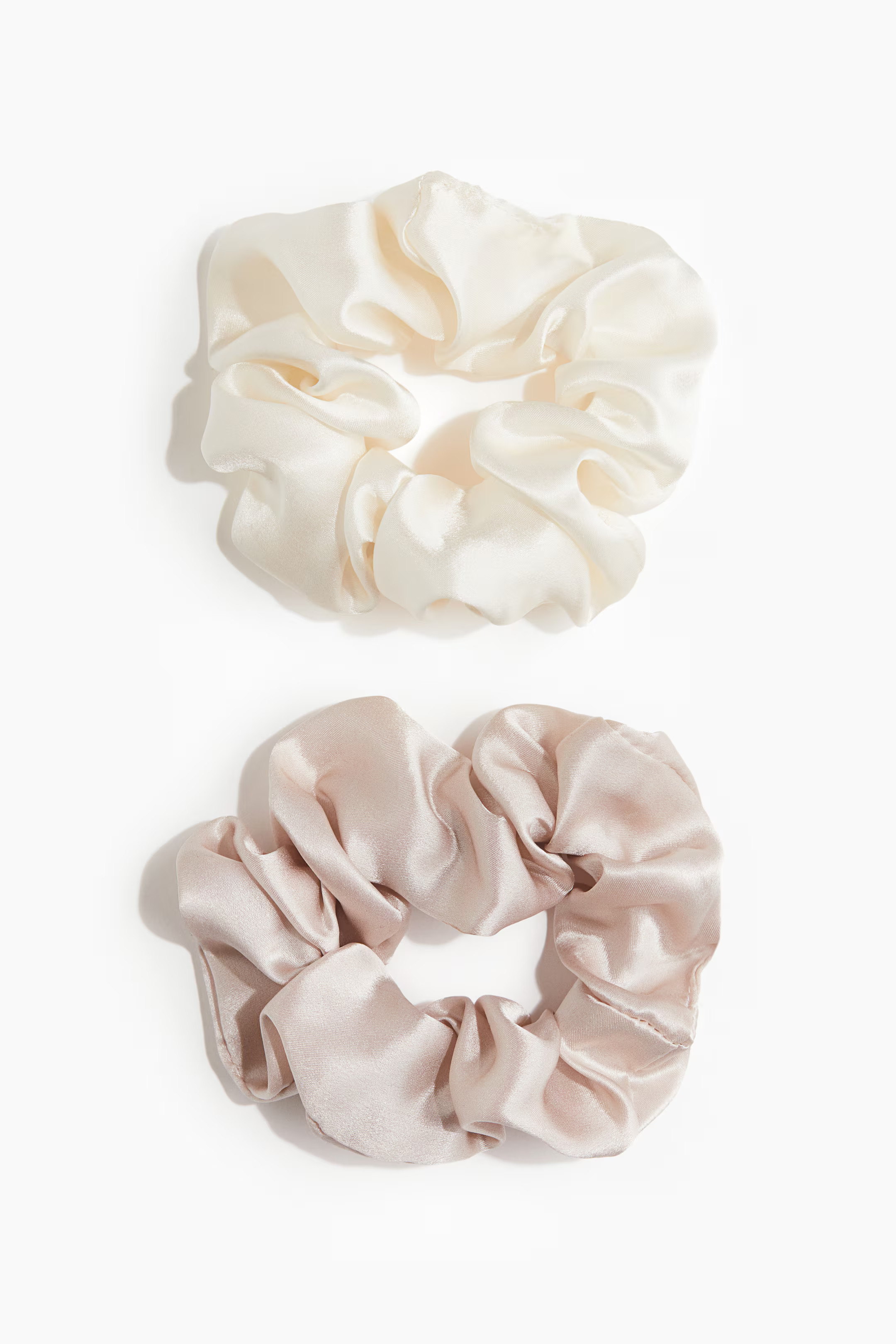 2-pack Silk Scrunchies - Light dusty pink/cream - Ladies | H&M US | H&M (US + CA)