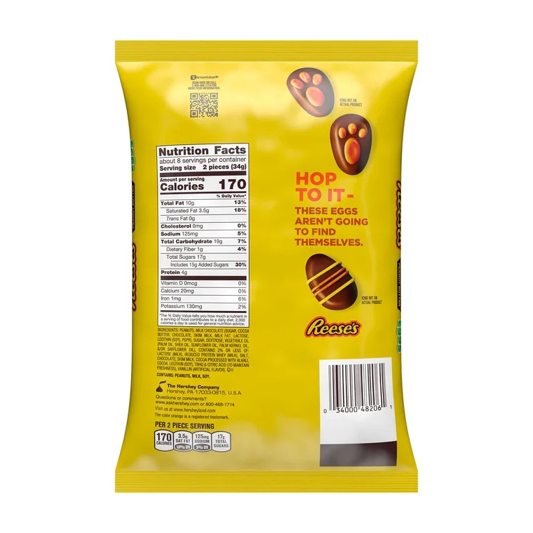 REESE'S Milk Chocolate Snack Size Peanut Butter Eggs, Easter Candy Basket Stuffers Bag, 9.6 oz | Walmart (US)