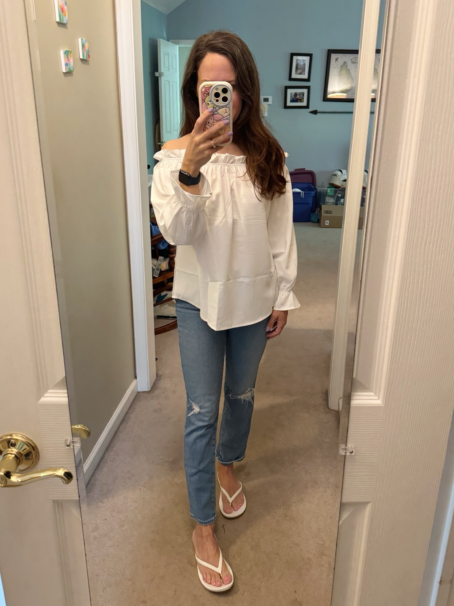 New off sleeve white top, bought it to wear for date nights 

#LTKFindsUnder50 #LTKSeasonal #LTKOver40