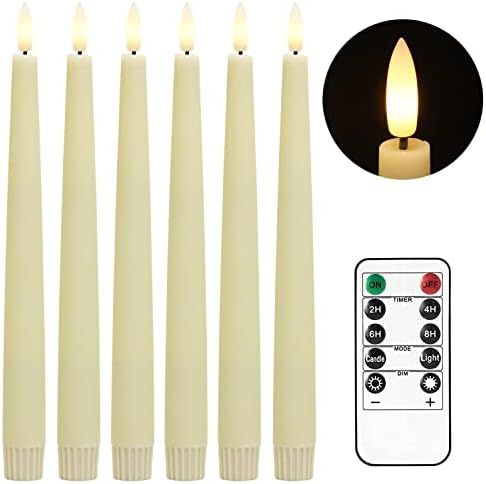 Stmarry 10 Inch Flameless Taper Candles - Realistic 3D Flame with Wick, Ivory Real Wax, Flickerin... | Amazon (US)