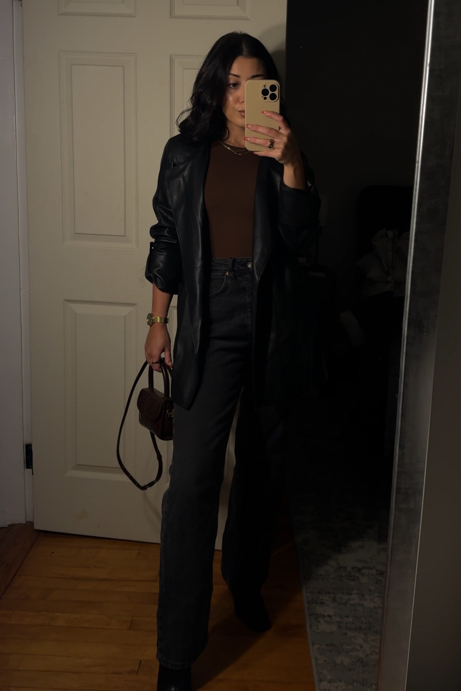 last nights ootn🤎✨ all details linked on my @ShopMy or @LTK🫶🏻

#creatorsearchinsights #shopmy #ltk #content #ootn #ootnight #ootninspo #inspooutfit #fitcheck #outfitdetails #falltrendingoutfits #leatherjacket #leatherblazer #darkbrownhair #lobhaircut #byfar #byfarbag #bootsseason #fallfashion ##winterfashion #november #outfordrinks #dinnerootdinspo 

#LTKSeasonal #LTKShoeCrush #LTKStyleTip