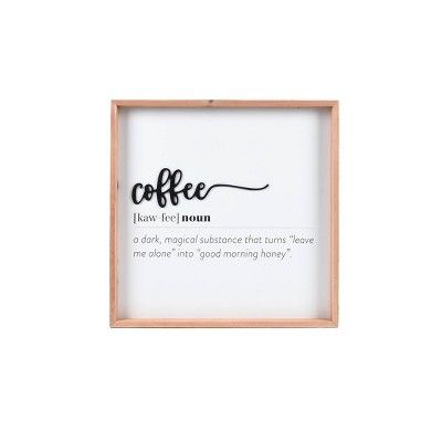 18" x 18" Coffee Reverse Box with Raised Word Wall Sign White - Prinz | Target