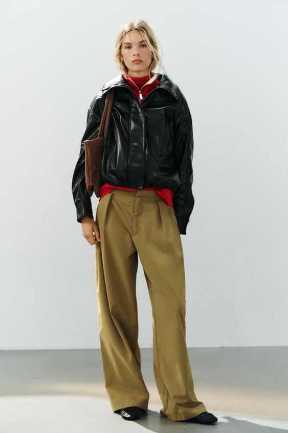 LEATHER EFFECT BOMBER JACKET | Zara UK