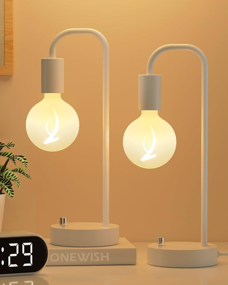 ONEWISH Industrial Table Lamp for Bedroom Set of 2, Fully Dimmable Beside Lamp for Nightstand wit... | Amazon (US)