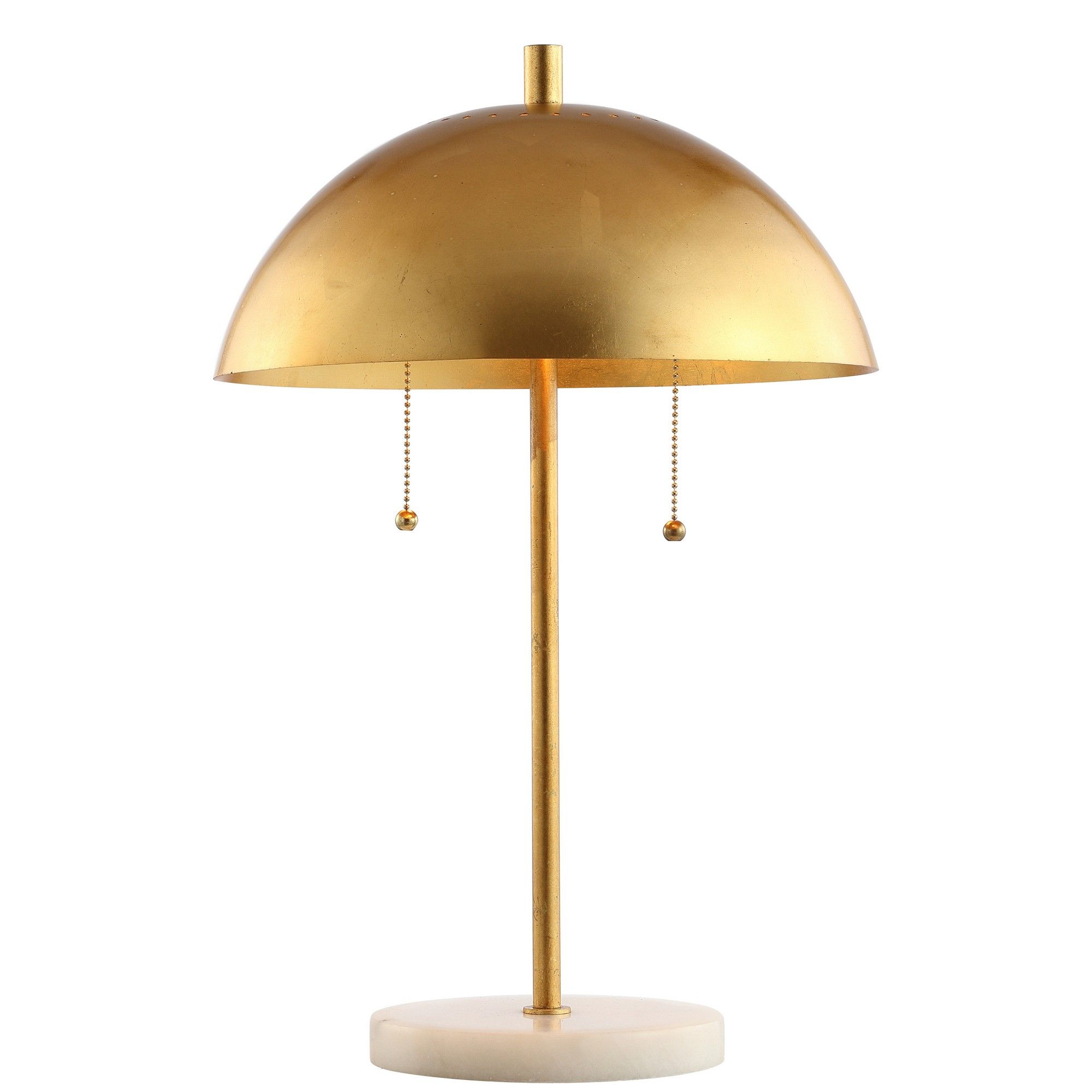 Ella 20.7" Dome Metal with Marble Base LED Table Lamp, Gold/White | Walmart (US)