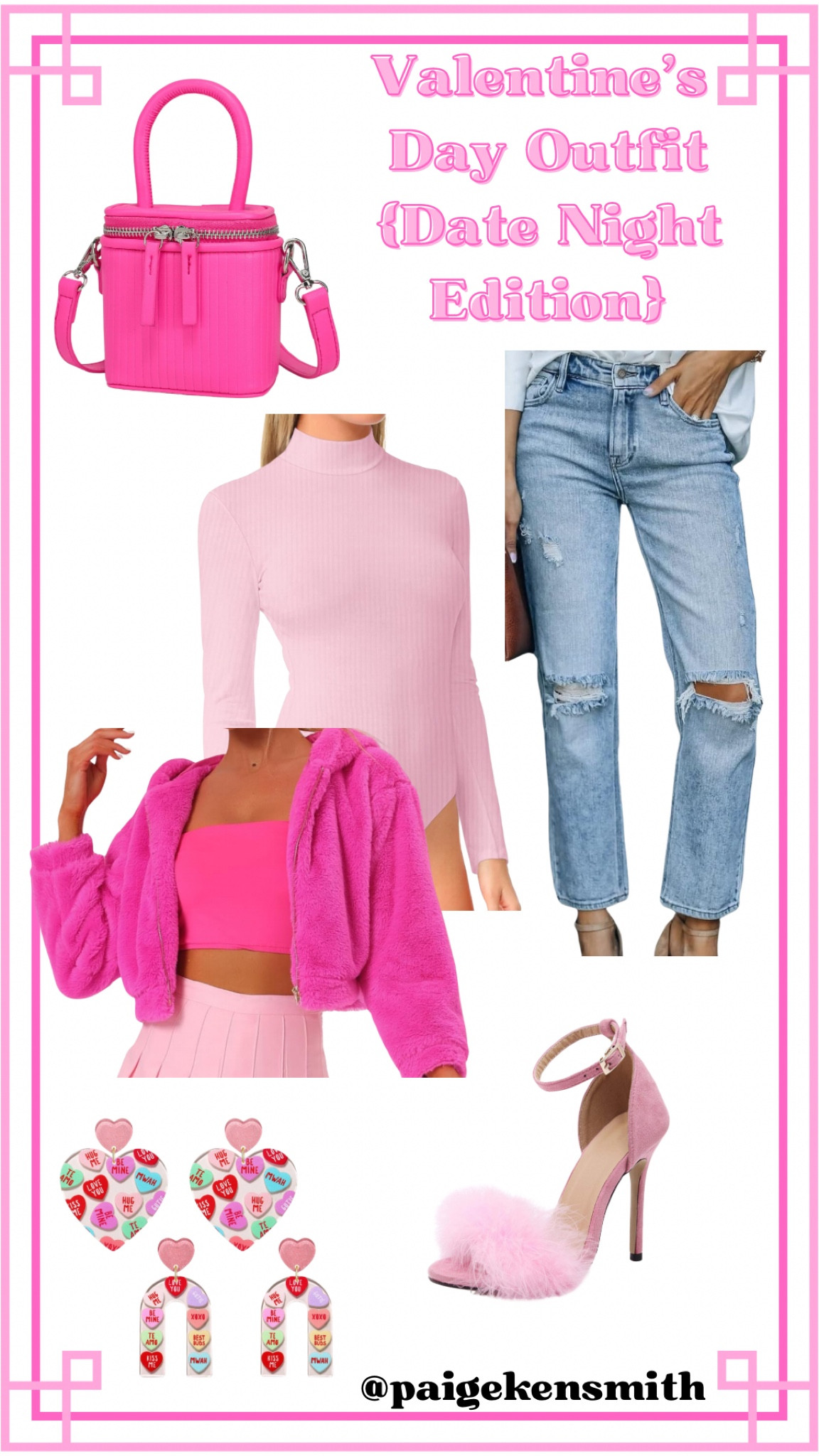 Valentine’s Day Outfit-date night edition! 

Pink, hot pink, fur coat, jacket, bodysuit, turtleneck, denim, fur heels, earrings, holiday, bucket bag, purse, 

#LTKsalealert #LTKshoecrush #LTKstyletip