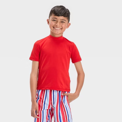 Boys' Solid Rash Guard Top - Cat & Jack™ Red | Target