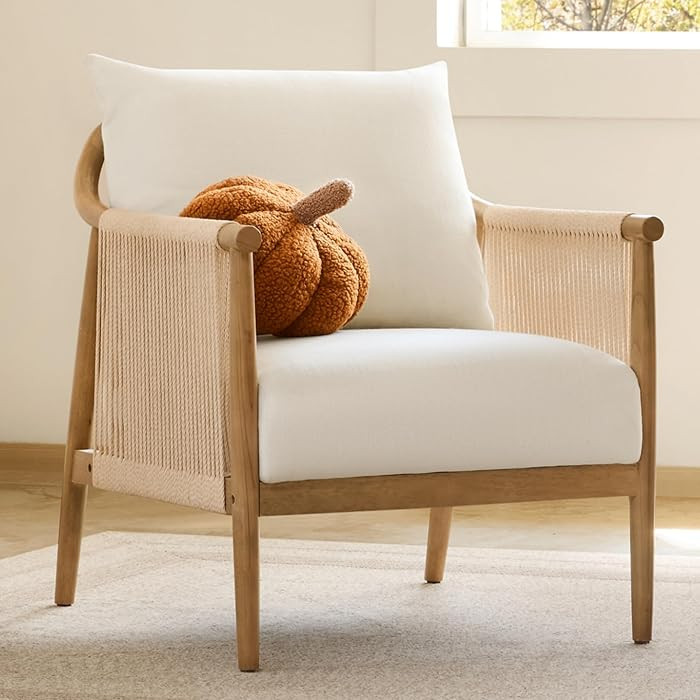 CHITA Braid Accent Chair, Modern Armchair with Solid Wooden Armrest for Living Room and Bedroom, ... | Amazon (US)