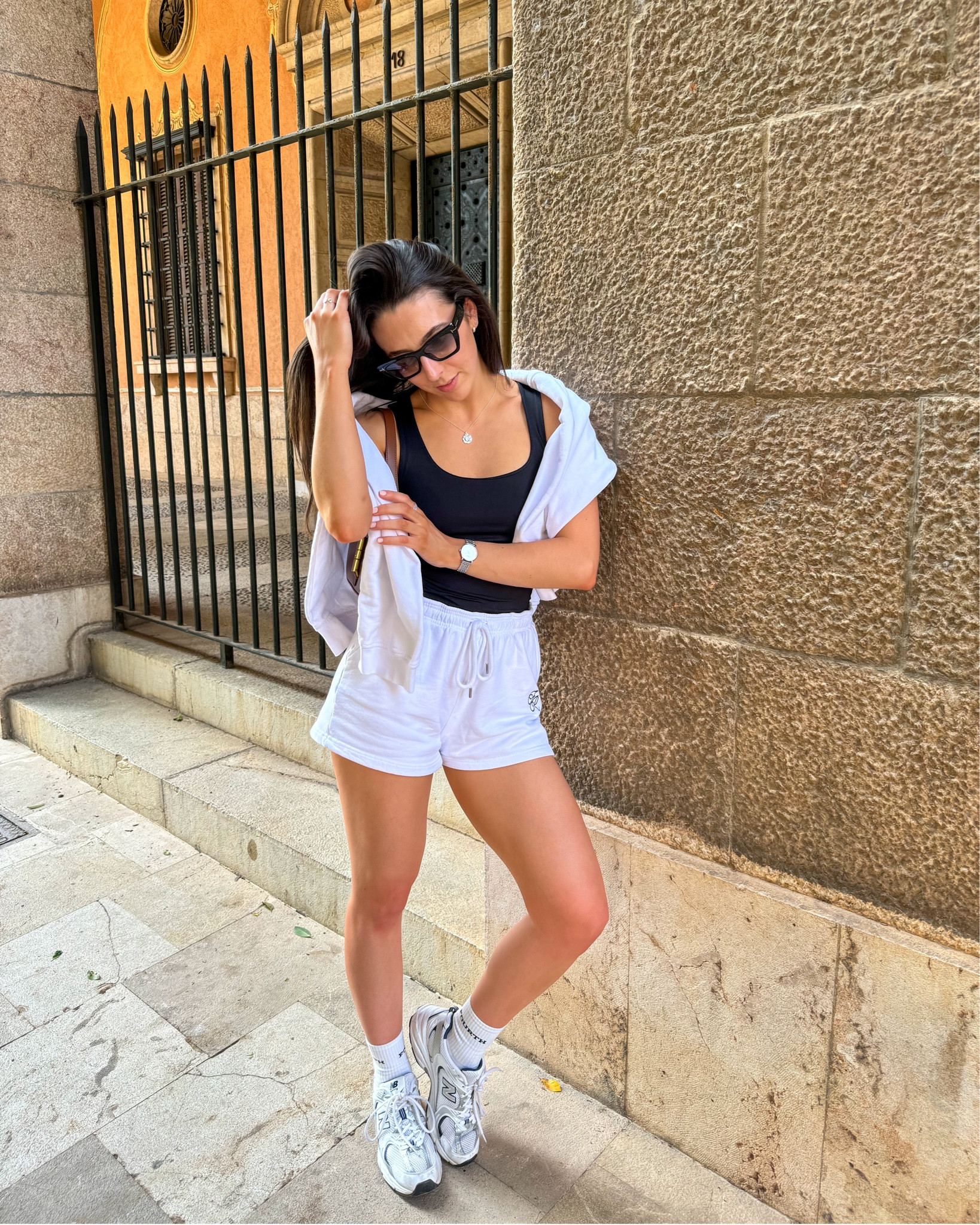 Mallorca outfit, travel outfit, 4th & Reckless, comfy outfit, airport outfit, white shorts, New Balance 530, summer outfit

#LTKstyletip #LTKeurope #LTKsummer