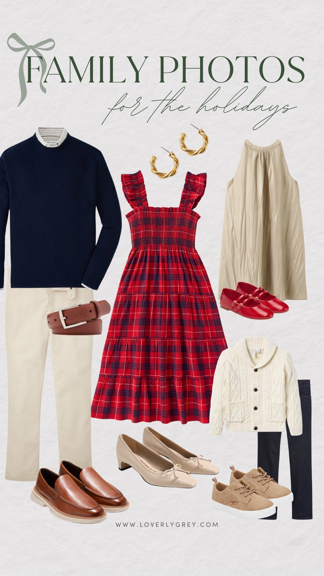 Festive and timeless — these holiday family photo outfit ideas in red, navy, cream, and gold are perfect for creating warm, elegant memories this season! From cozy knits to classic plaids and metallic touches, these coordinated looks bring a picture-perfect balance of style and holiday cheer. 📸🎄

#Loverly Grey #HolidayFamilyPhotos #HolidayOutfitInspo #FamilyPhotoOutfits #ChristmasPhotoIdeas #HolidayStyle #CoordinatedLooks #RedAndGoldOutfits #NavyAndCreamStyle #FestiveFashion #HolidayWardrobe #FamilyPhotoshootIdeas #SeasonalStyle #HolidayAesthetic #ClassicHolidayLooks #WhatToWear

#LTKHoliday #LTKFamily #LTKKids