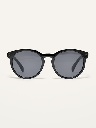 Gender-Neutral Black Round-Frame Sunglasses for Adults | Old Navy (US)