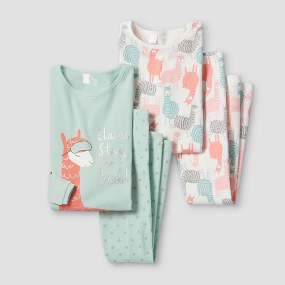 Girls' 4pc Llama Pajama Set - Just One You® made by carter's Green/Pink | Target
