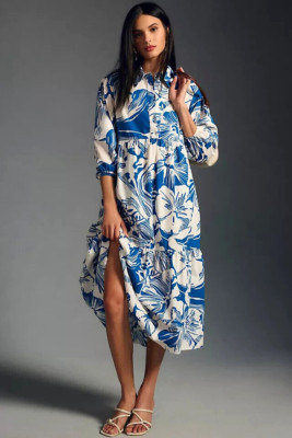 Anthropologie Maeve Bettina Dress Tiered Shirt Buttondown Watercolor Size M NEW  | eBay | eBay US