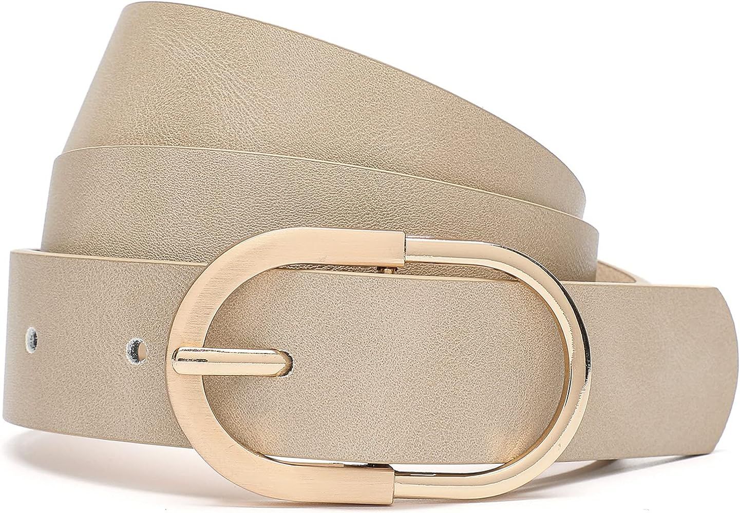 Tanpie Womens Leather Waist Belt for Jeans Pants with Gold Buckle | Amazon (US)