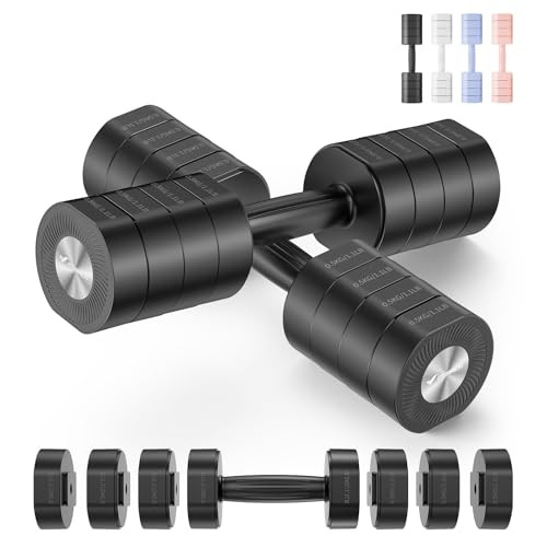 MERACH Dumbbell Set of 2, Adjustable Weight, Anti-slip Handle, Macaron Colors, Each 2.2/4.4/6.6/8... | Amazon (US)