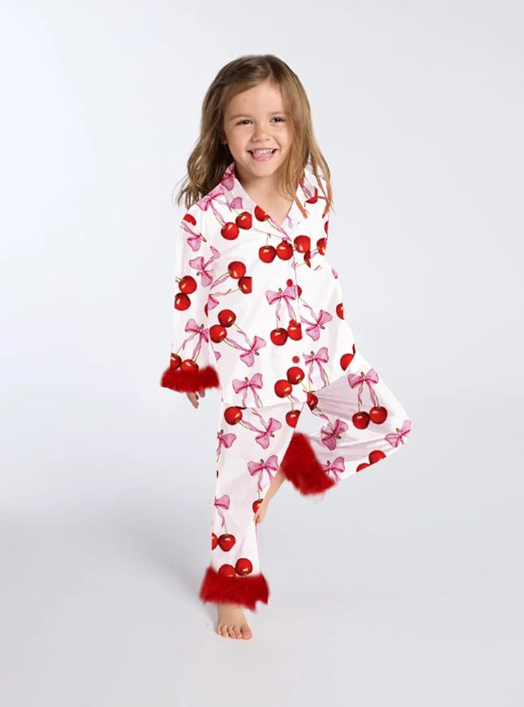 Awoscut Mommy and Me Valentine's Day Feather Pajamas Sets Cute 2 Piece Shirts Shorts Pjs Silk Jam... | Amazon (US)