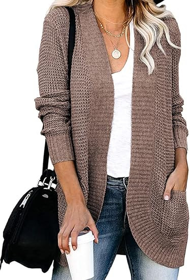 KIRUNDO 2021 Women’s Open Front Cardigan Long Sleeve Knitted Soft Sweater Loose Lightweight Slo... | Amazon (US)
