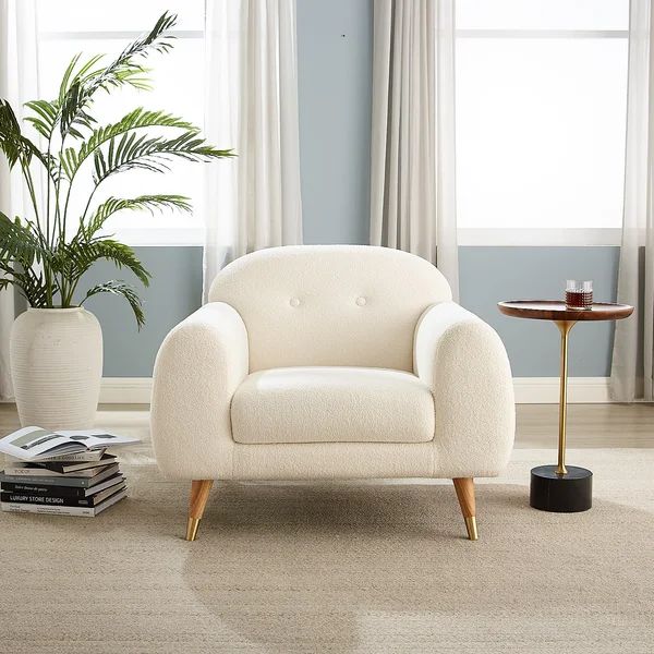 Elishah Minimore Modern Style Accent Chair & Armchair with Tufted back | Wayfair North America