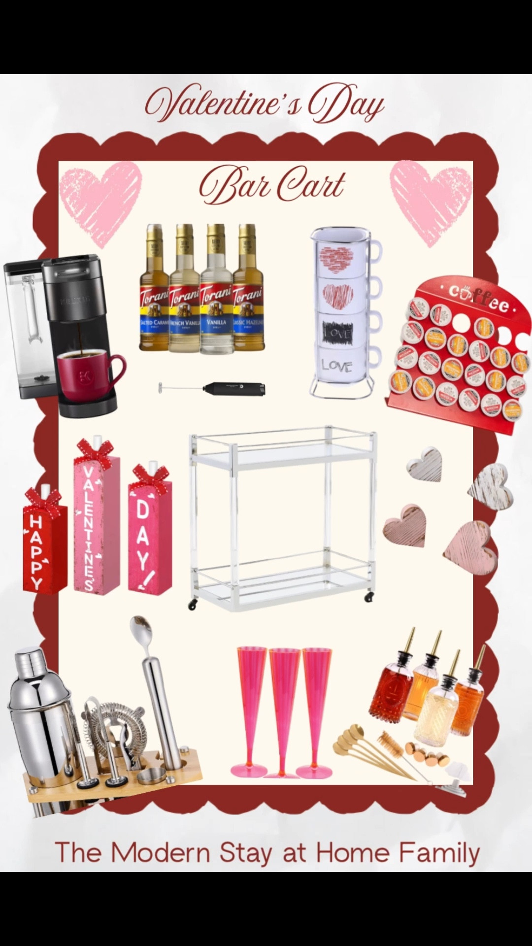 Valentine’s Day coffee bar meets festive bar cart perfection 💗 This Valentine’s Day bar cart is styled with romantic coffee essentials, pink drinkware, flavored syrups, festive mugs, a rolling bar cart, and cozy Valentine’s decor. Perfect for morning coffee dates, Galentine’s gatherings, or a sweet at-home Valentine’s Day setup. From coffee station organization to Valentine’s drink ideas, this cart brings all the love, charm, and cozy vibes to your home.

Valentine’s Day coffee bar, Valentine’s bar cart, Valentine’s drink station, coffee bar decor, coffee station ideas, home bar cart, pink Valentine decor, Galentine’s Day ideas, coffee lover gift ideas, Valentine’s mugs, coffee syrups, rolling bar cart, festive drinkware, romantic home decor, Valentine’s Day hosting ideas#LTKFindsUnder100

#LTKSeasonal #LTKHome #LTKValentine