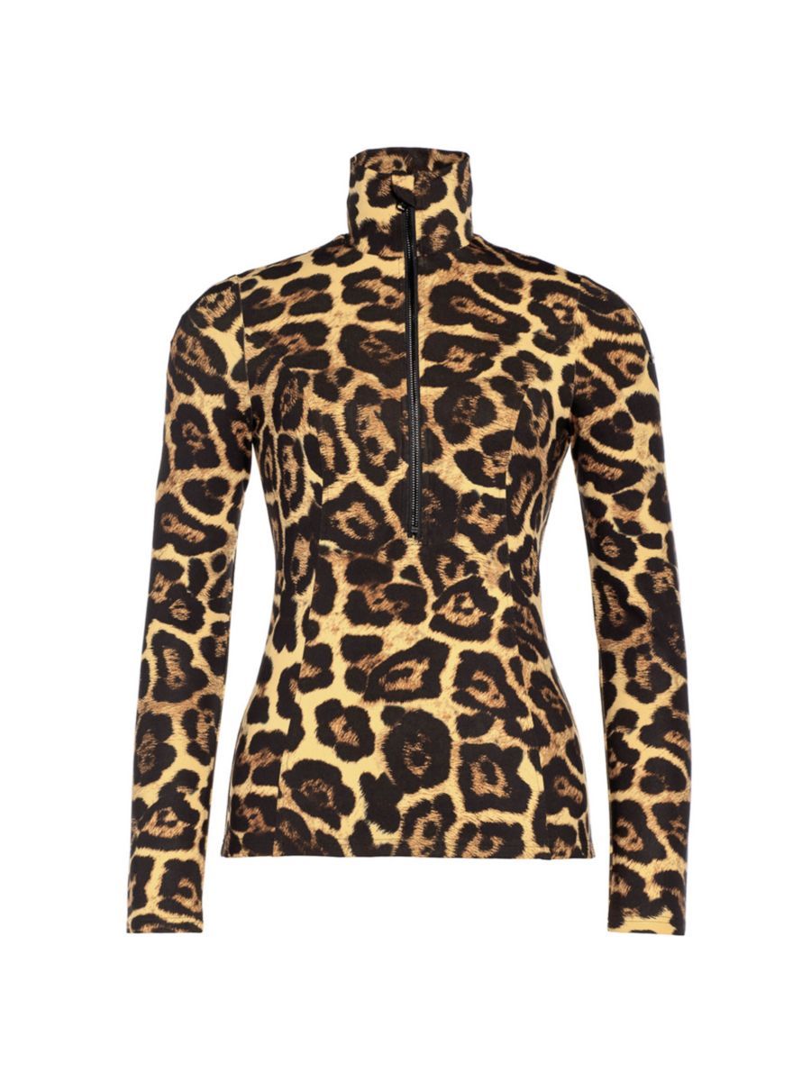 Leona Leopard Quarter-Zip Top | Saks Fifth Avenue