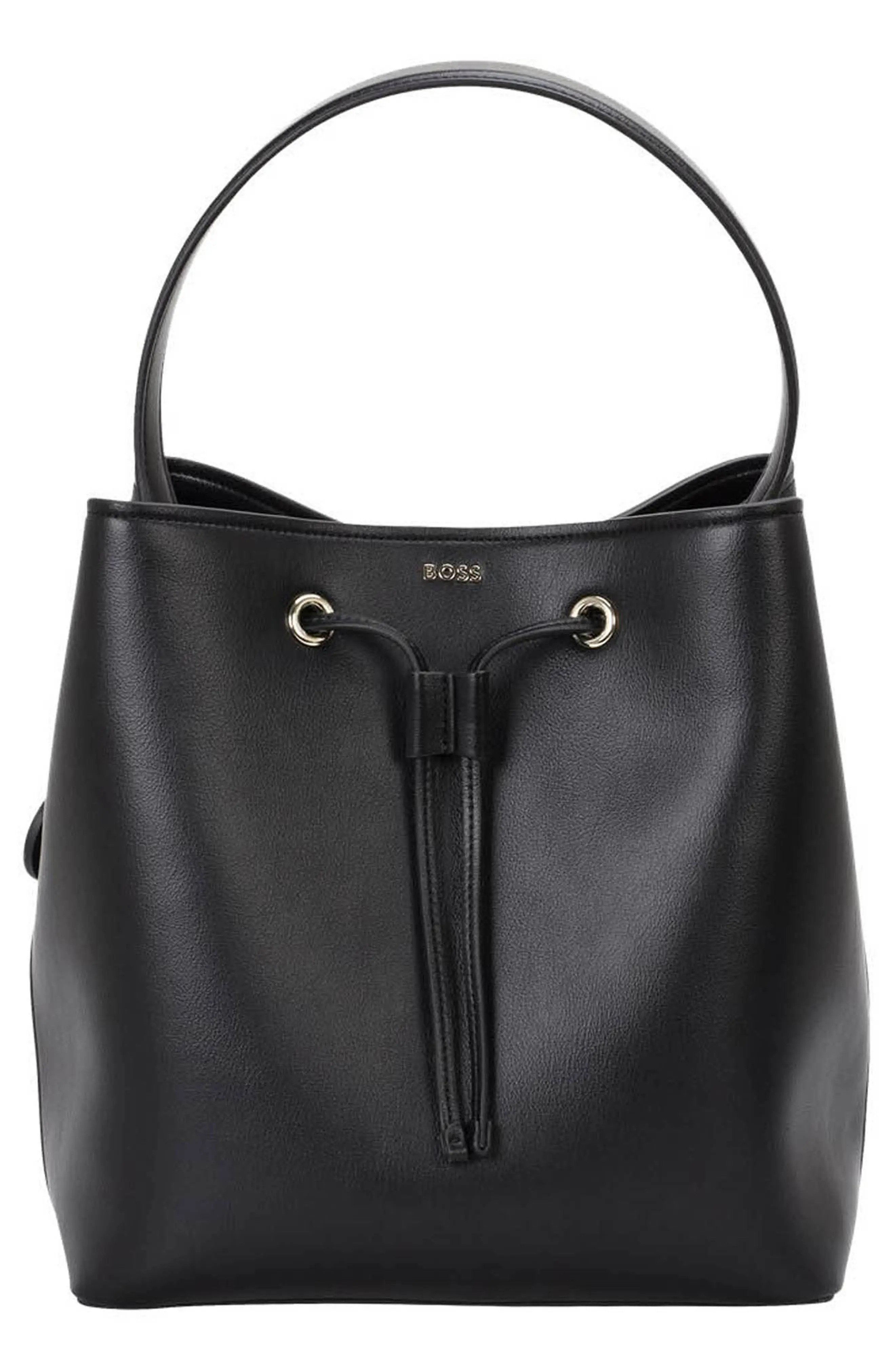 BOSS Liriel Faux Leather Bucket Bag in Brown at Nordstrom | Nordstrom