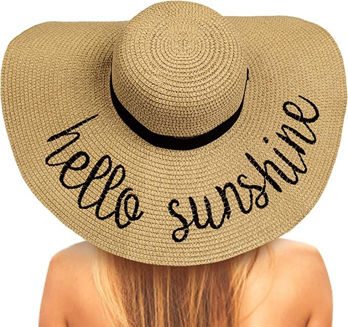 Foldable Beach Hats for Women, Embroidered Floppy Hats for Women Beach, Vocation, Cruise, Honeymo... | Amazon (US)