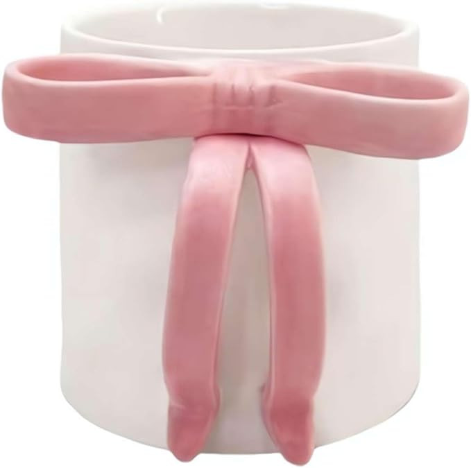 Christmas Bow Mug, Charming Ribbon Mug, Coffee Mug with Bow Handle, 12oz Coquette Pink Ceramic Co... | Amazon (US)