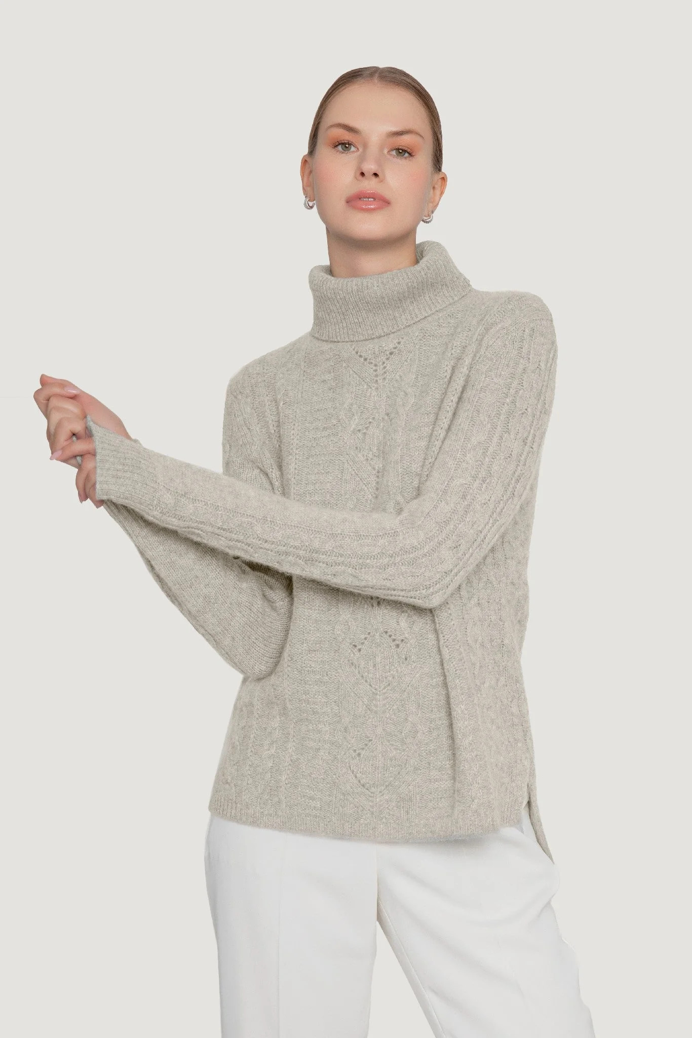 Cashmere Cable Knit Turtleneck | Quinn Apparel