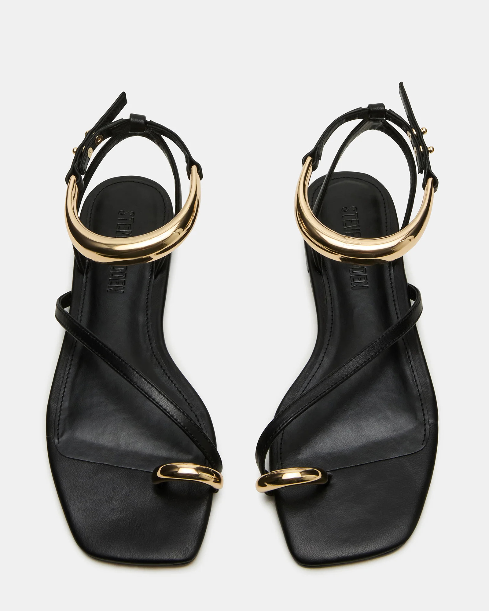 ODYSSEY Black Leather Strappy Square-Toe Women Sandal | Steve Madden (US)