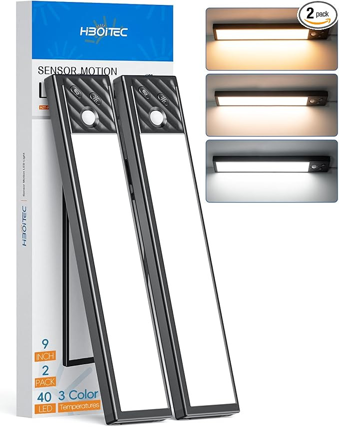 HIBOITEC Closet Lights Motion Sensor Wireless Light, 40 LED Rechargeable Dimmable Under Cabinet L... | Amazon (US)