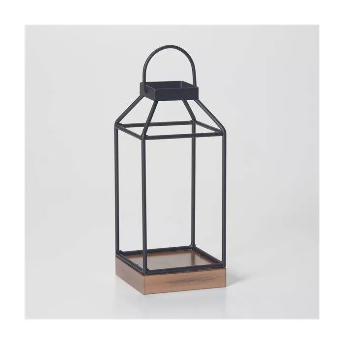 10" Mallory Metal Outdoor Lantern with No Glass Black - Smart Living | Target