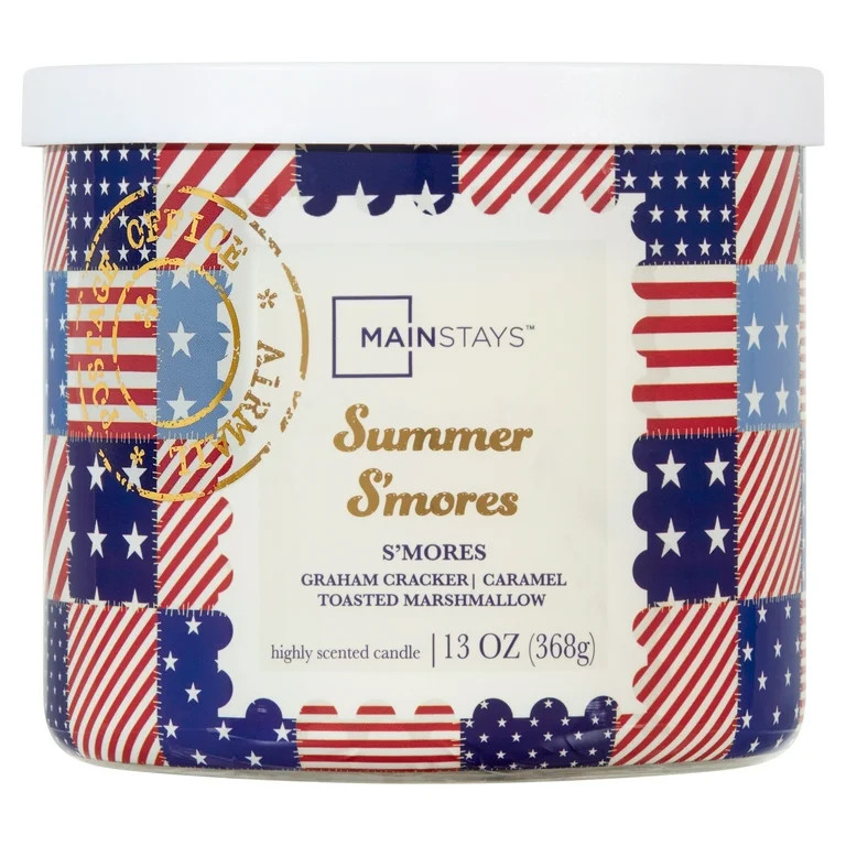 Mainstays 3-Wick Wrapped Summer S'mores Scented Candle, 13 oz | Walmart (US)