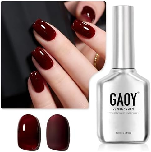 GAOY Dark Red Gel Nail Polish, 16ml Soak Off Gel Polish, UV Light Cure for Nail Art DIY Manicure ... | Amazon (US)