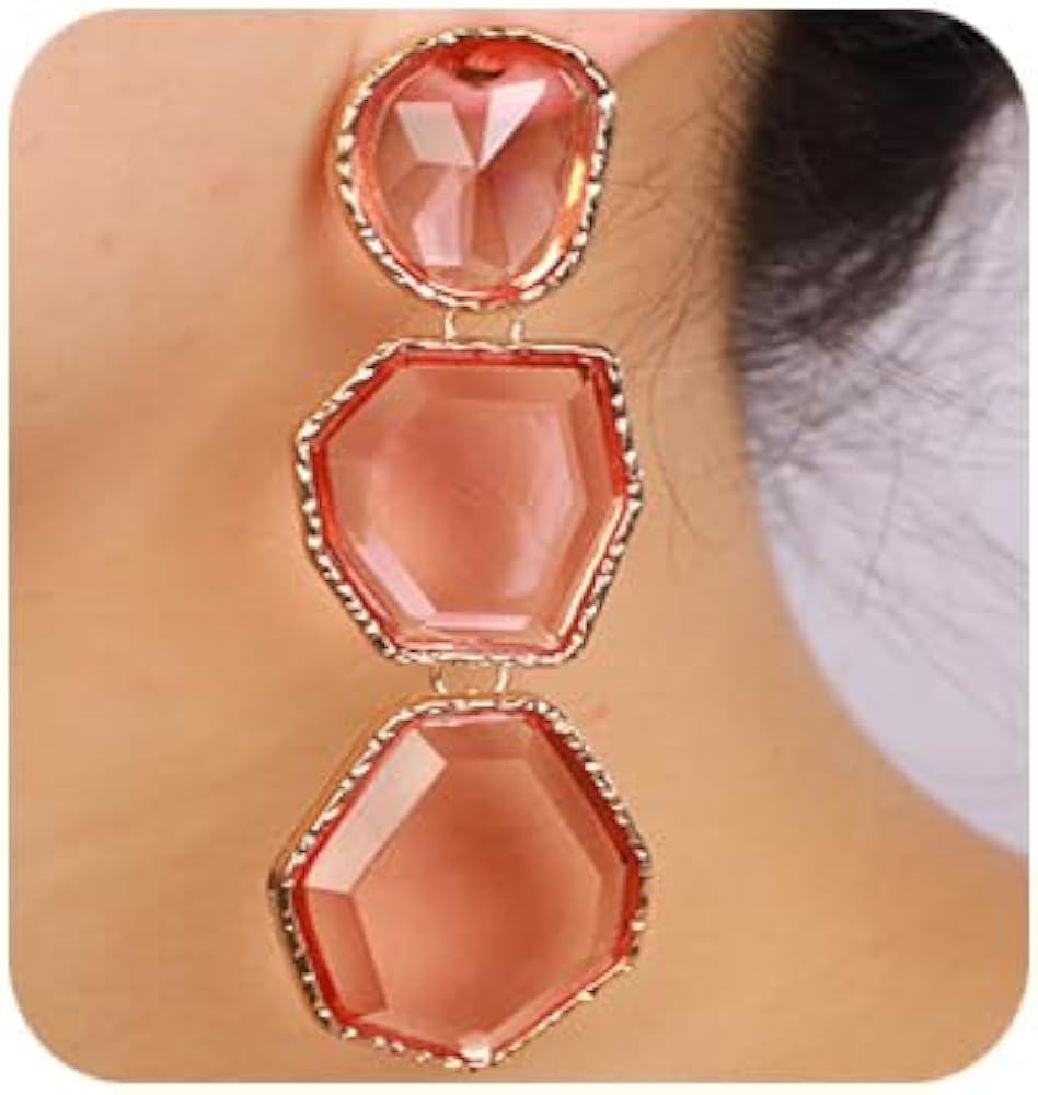 Fashion Irregular Crystal Rhinestone Dangle Drop Earrings Geometry Crystal Chandelier Earrings Bohemian Big Crystal Statement Earrings for Women | Amazon (US)