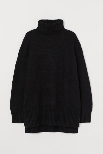 Oversized turtleneck sweater in soft, knit fabric with wool content. Dropped shoulders, long slee... | H&M (US + CA)