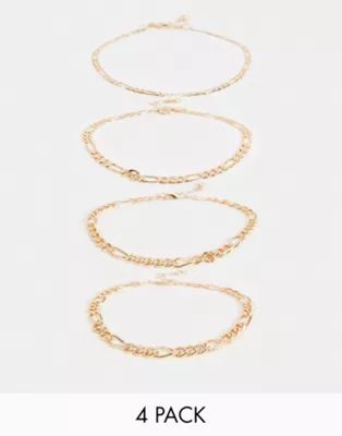 ASOS DESIGN bracelet chain pack in gold tone | ASOS (Global)