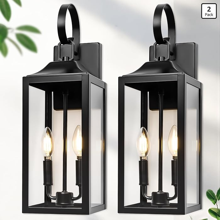 19" Large Outdoor Wall Lights - Black Outside Wall Mounted Light Fixture, Exterior Lighting Fixtu... | Amazon (US)