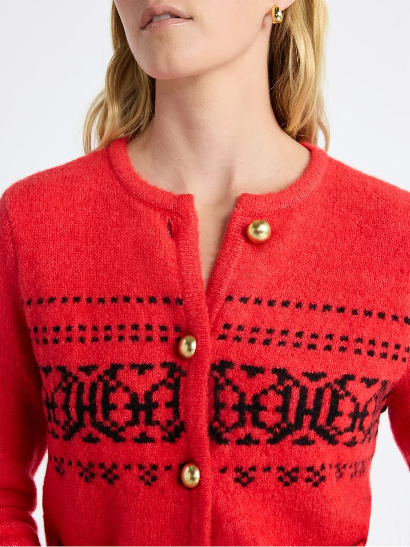 Free Assembly Women's and Women's Plus Fair Isle Cardigan with Welt Pockets, Midweight, Sizes XS-... | Walmart (US)