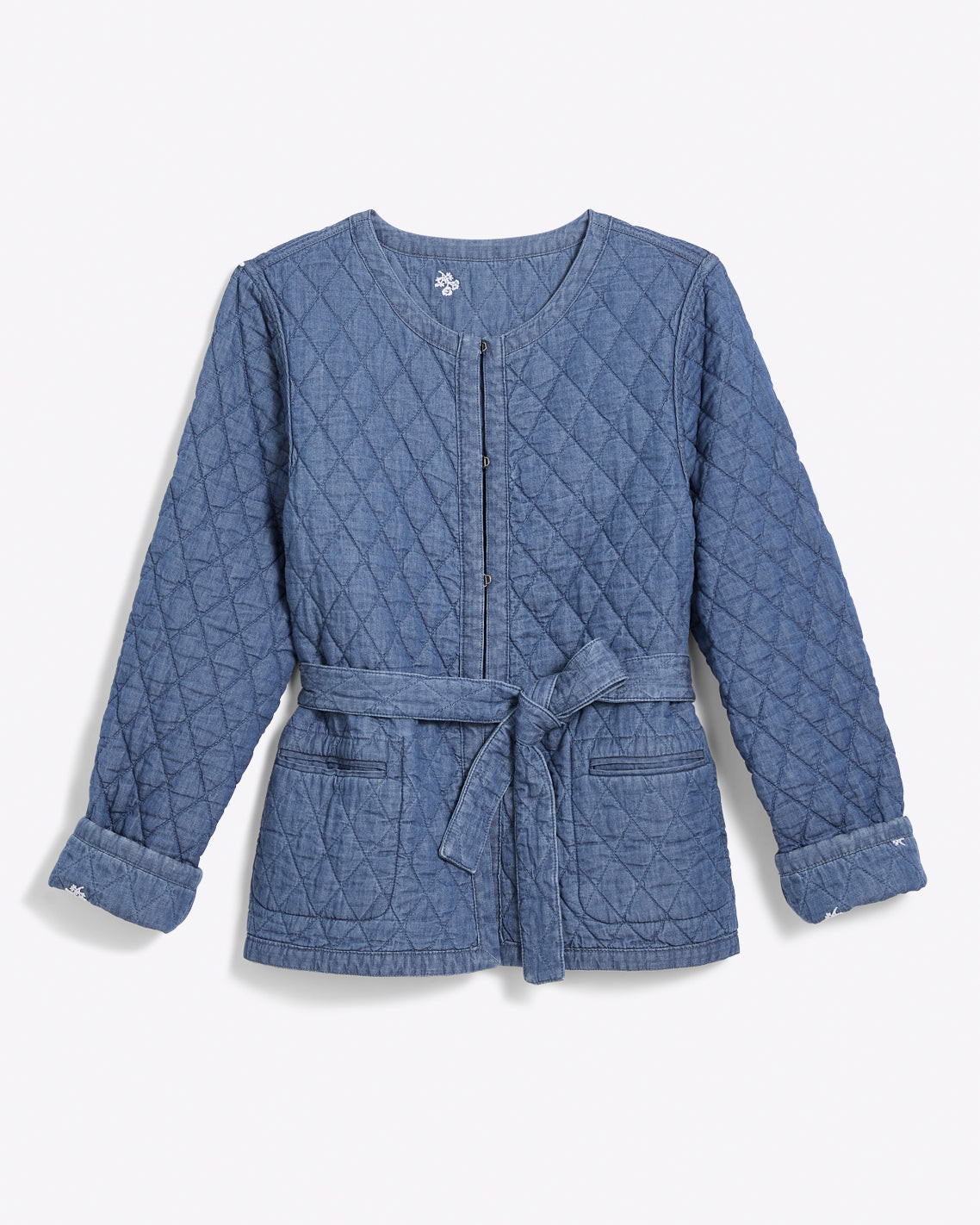 Reversible Belted Jacket in Embroidered Chambray | Draper James (US)