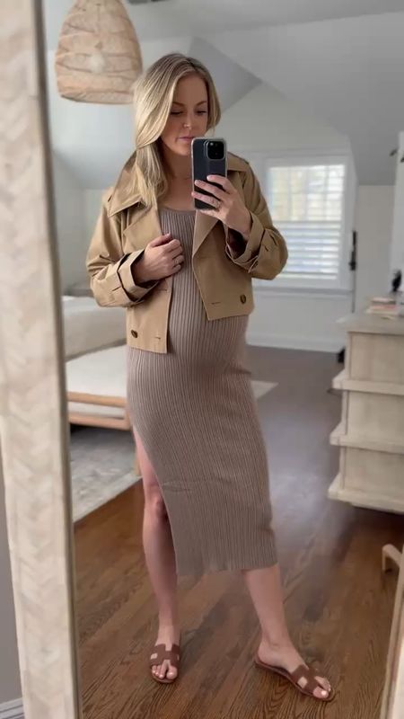 Cropped trench and sleeveless sweater dress are 20% off with code AFLTK // both bump friendly & size small 

spring outfit, pregnancy style 

#LTKstyletip #LTKbump #LTKSpringSale